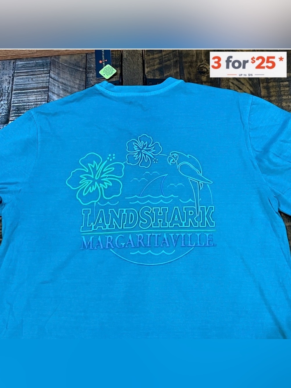 Margaritaville Land Shark Vibrant Blue Short Sleeve Tee